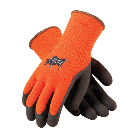 ORANGE GLOVE W/LATEX GRIP MED